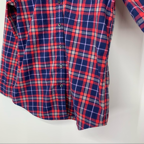 J. Crew Boy Fit Gingham Plaid Long Sleeve Button Down Shirt Blue Red Purple - Picture 4 of 13